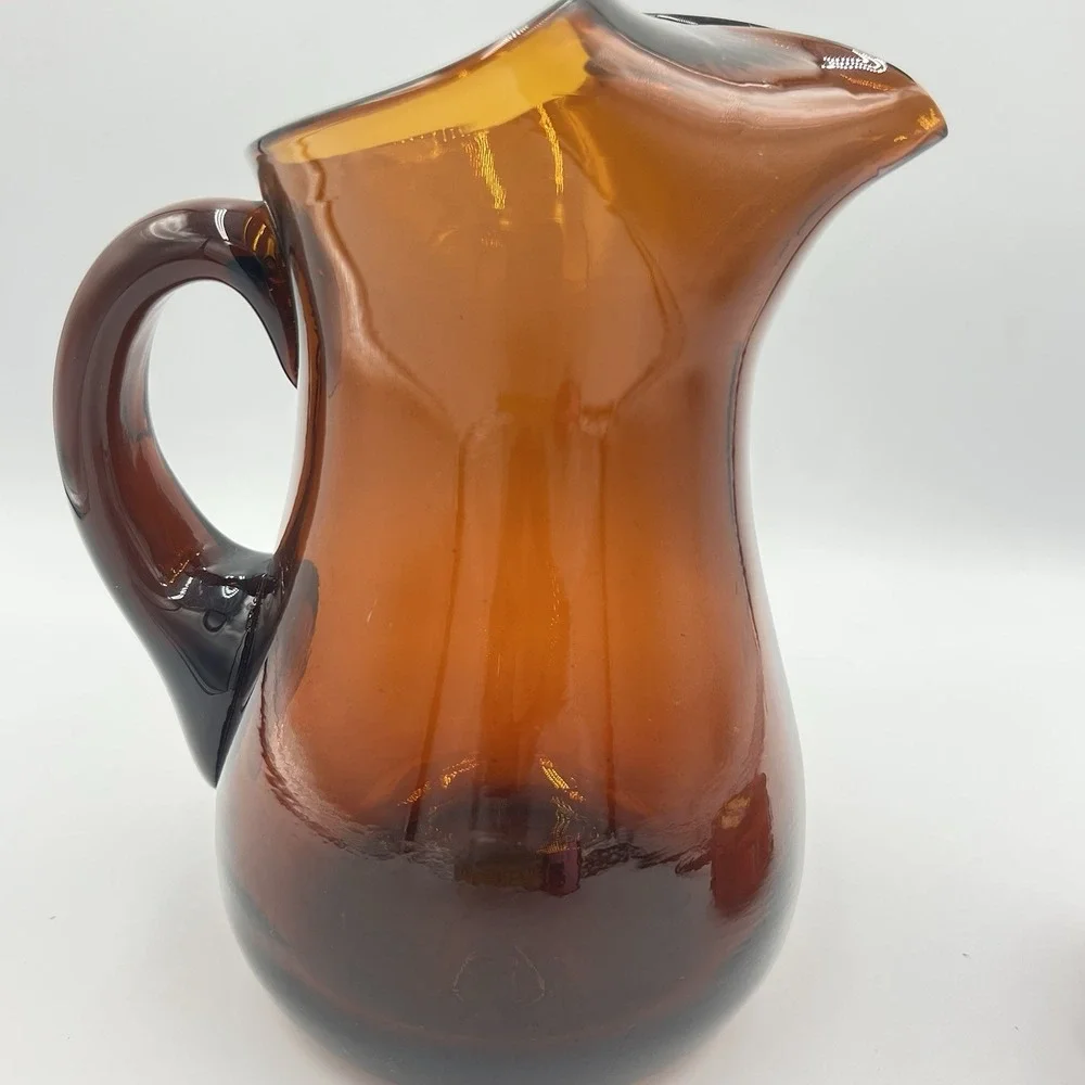 VTG Amber Glass Pitcher 8